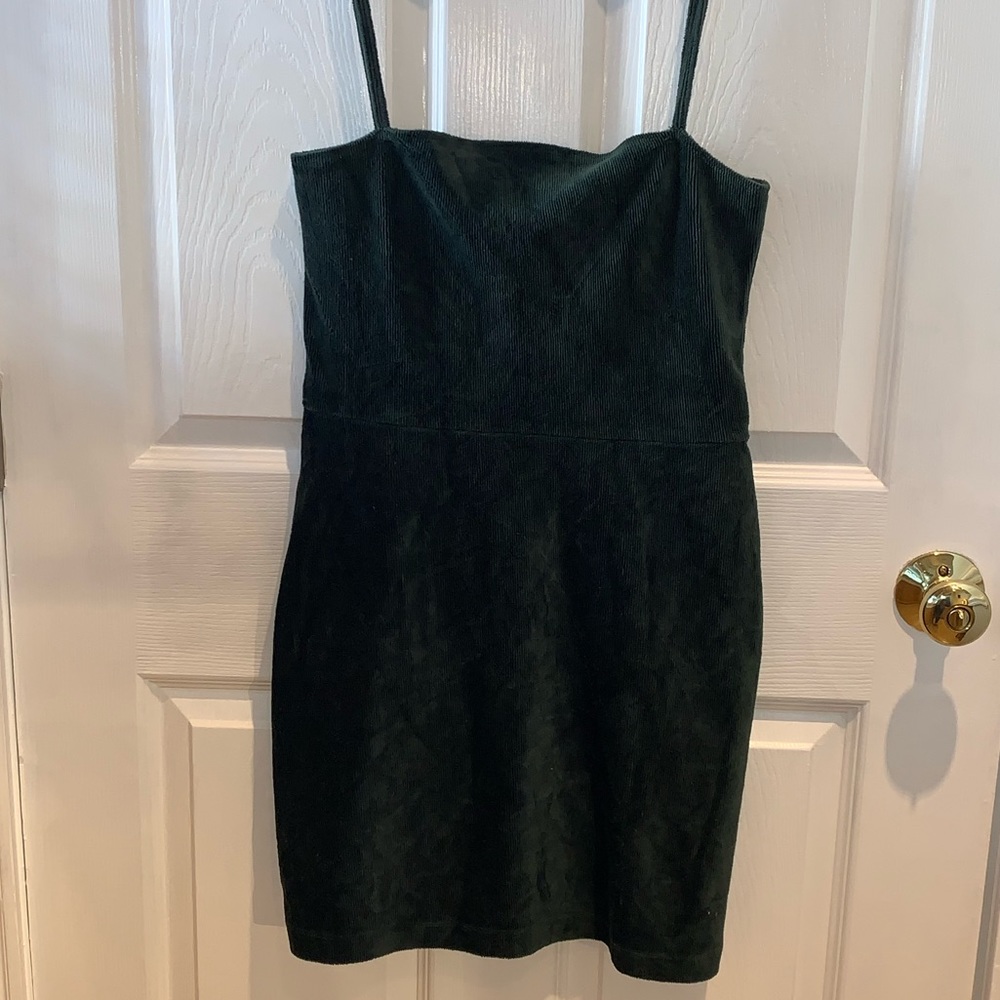Green Corduroy Mini Dress